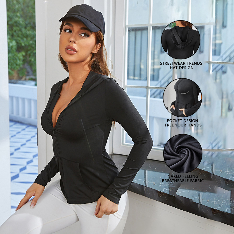 Giacca sportiva da donna nera, - Yoga Fitness & Nutrition Llp recensione e prezzo